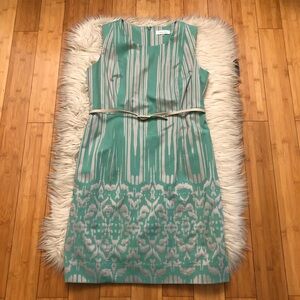 Calvin Klein Green and White Mini Dress